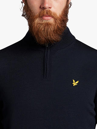 Lyle & Scott Golf Merino Blend Quarter Zip Jumper, Z271 Dark Navy