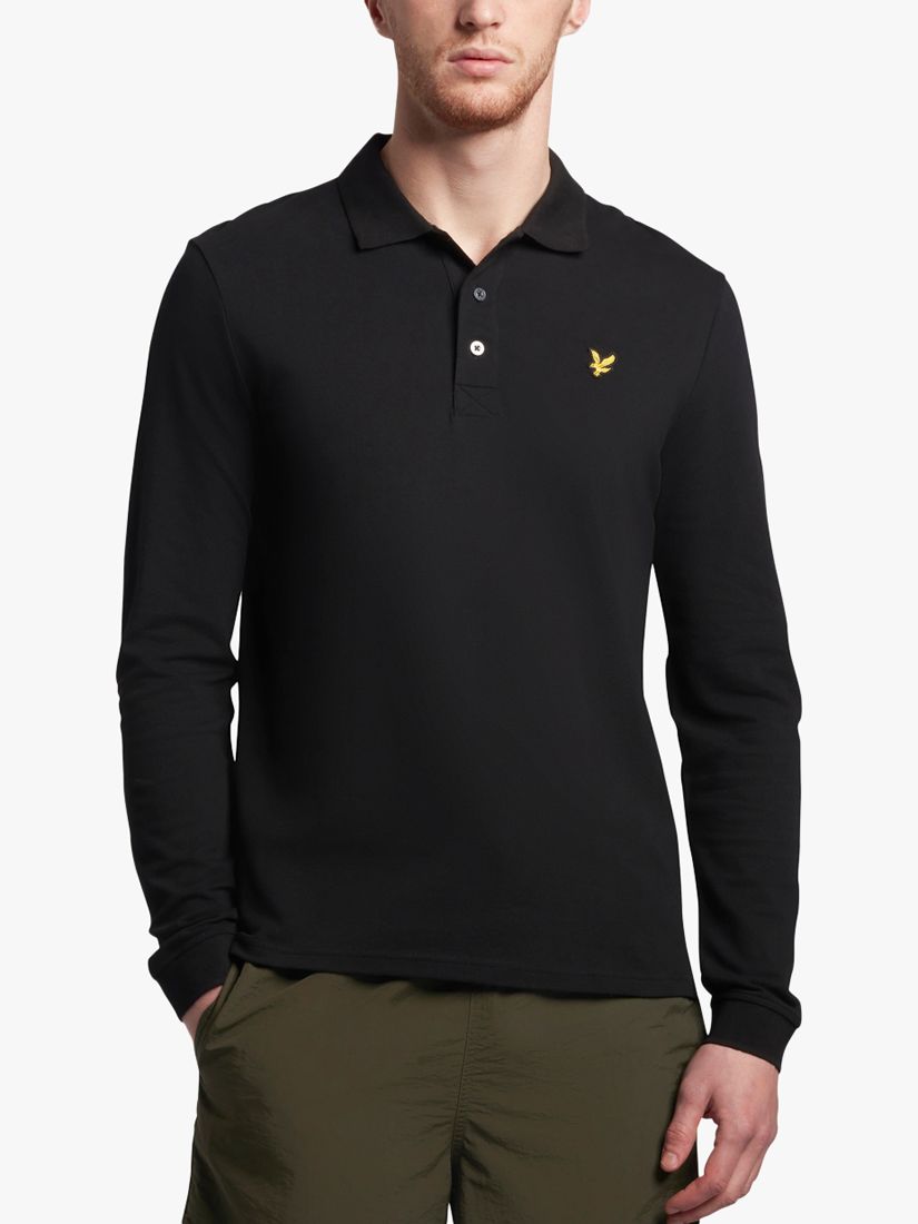 Lyle & Scott Long Sleeve Polo Shirt, Z865 Jet Black, XS