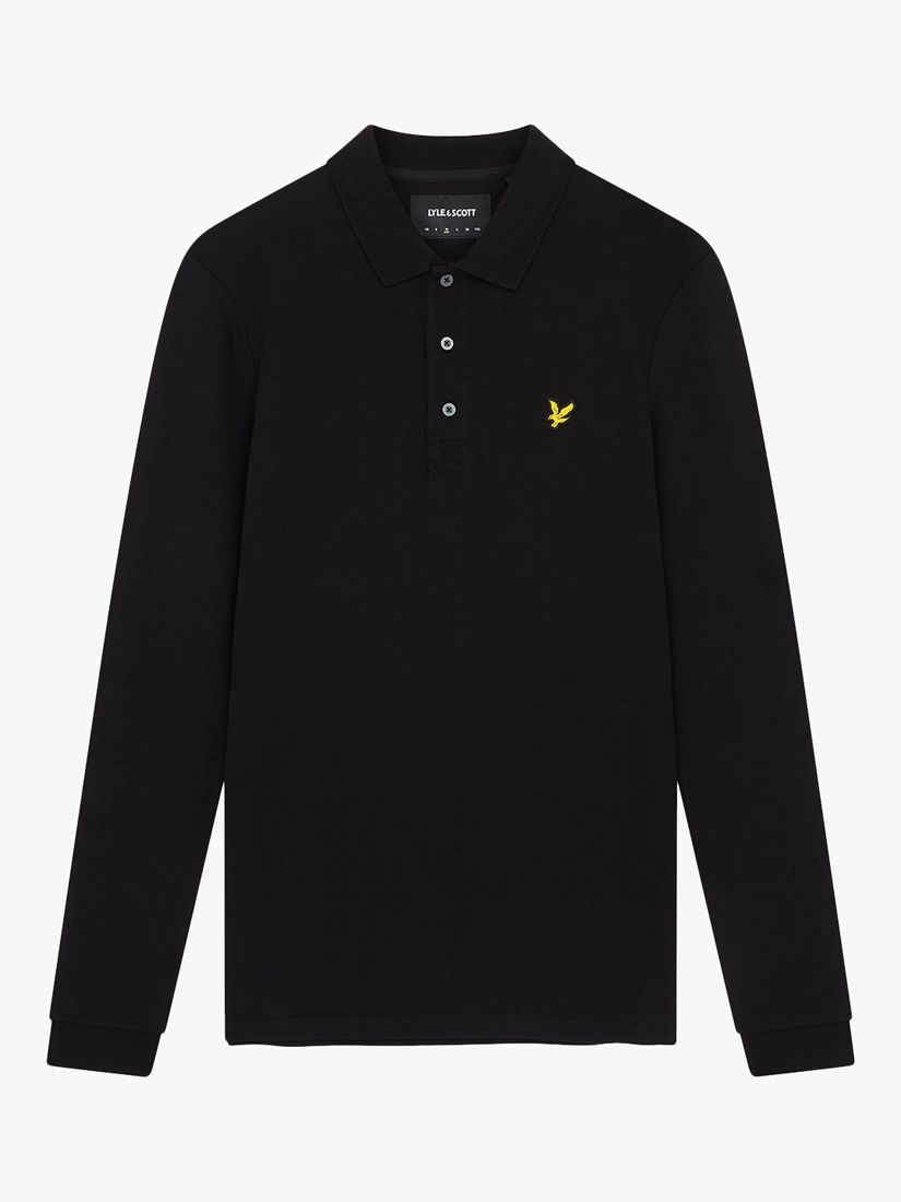 Lyle & Scott Long Sleeve Polo Shirt, Z865 Jet Black, XS