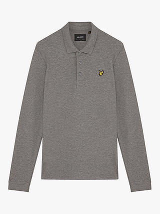 Lyle & Scott Long Sleeve Polo Shirt, T28 Mid Grey Marl
