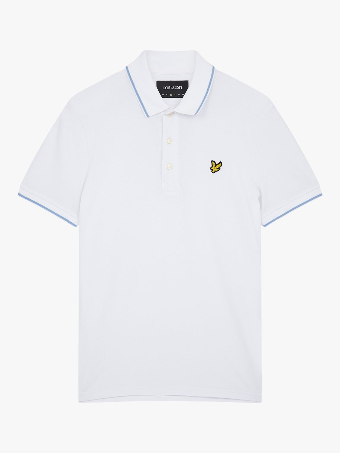 Lyle & Scott Short Sleeve Tipped Polo Shirt, W533 White/Blue, XS