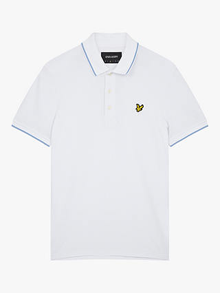 Lyle & Scott Short Sleeve Tipped Polo Shirt, W533 White/Blue