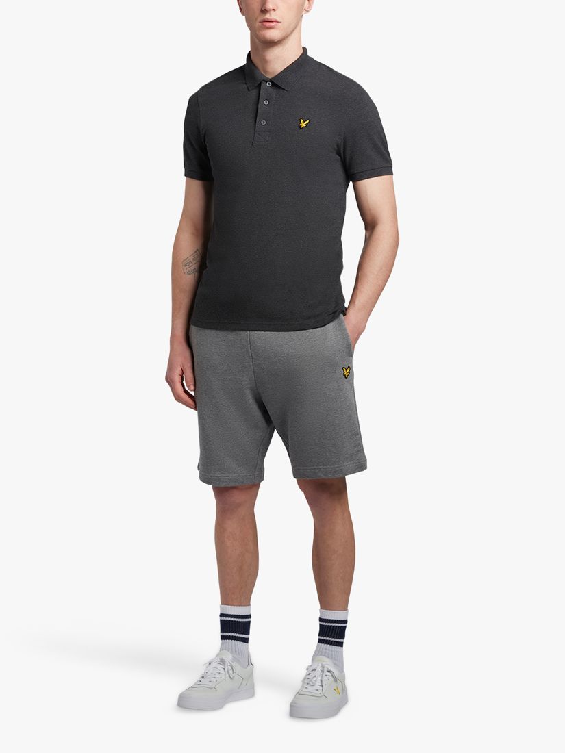 Lyle & Scott Short Sleeve Plain Polo Shirt, Charcoal Marl, XS