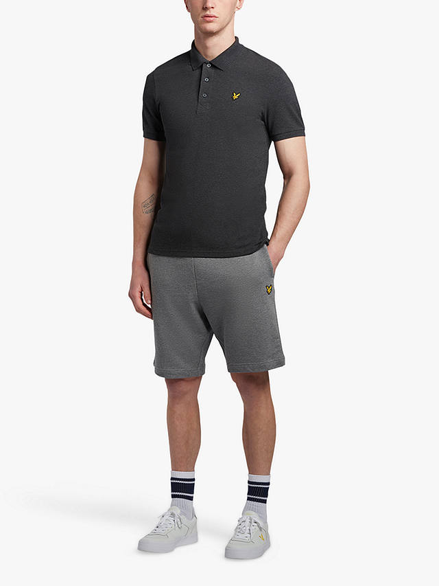 Lyle & Scott Short Sleeve Plain Polo Shirt, Charcoal Marl