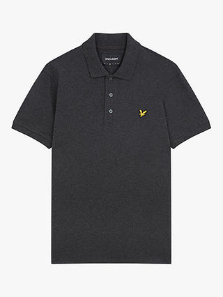 Lyle & Scott Short Sleeve Plain Polo Shirt, Charcoal Marl