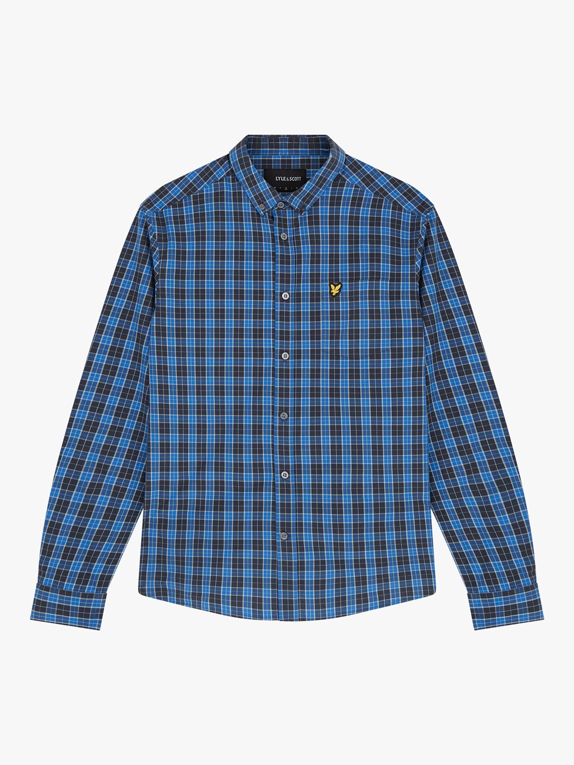 Lyle & Scott Cotton Poplin Check Shirt, W804 Navy/Blue, XL