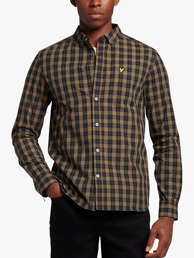 Buy Lyle & Scott Poplin Check Shirt, W753 Black/Olive Online at johnlewis.com