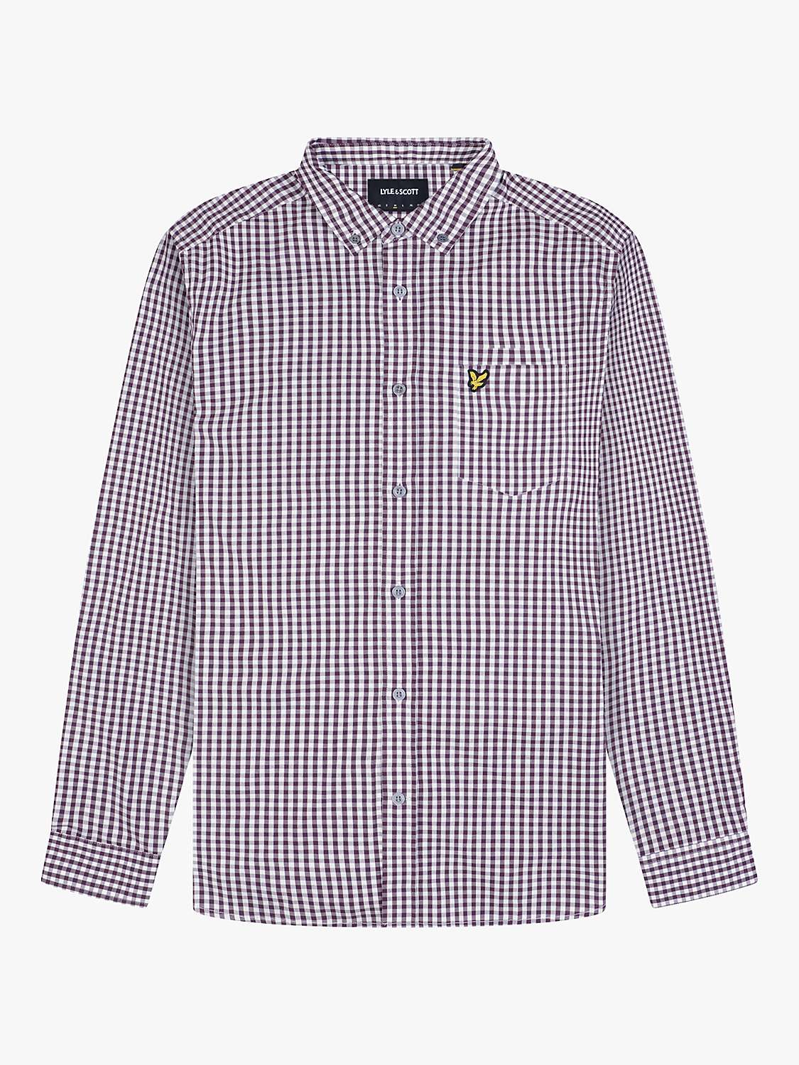 Buy Lyle & Scott Long Sleeve Gingham Shirt, Burgundy/White Online at johnlewis.com
