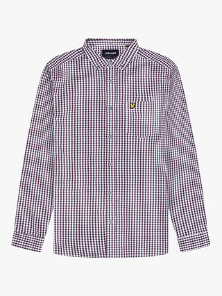 Lyle & Scott Long Sleeve Gingham Shirt, Burgundy/White