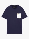Lyle & Scott Relaxed Cotton Contrast Chest Pocket T-Shirt, Z629 Navy/White