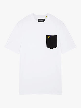 Lyle & Scott Relaxed Cotton Contrast Chest Pocket T-Shirt, White/Black