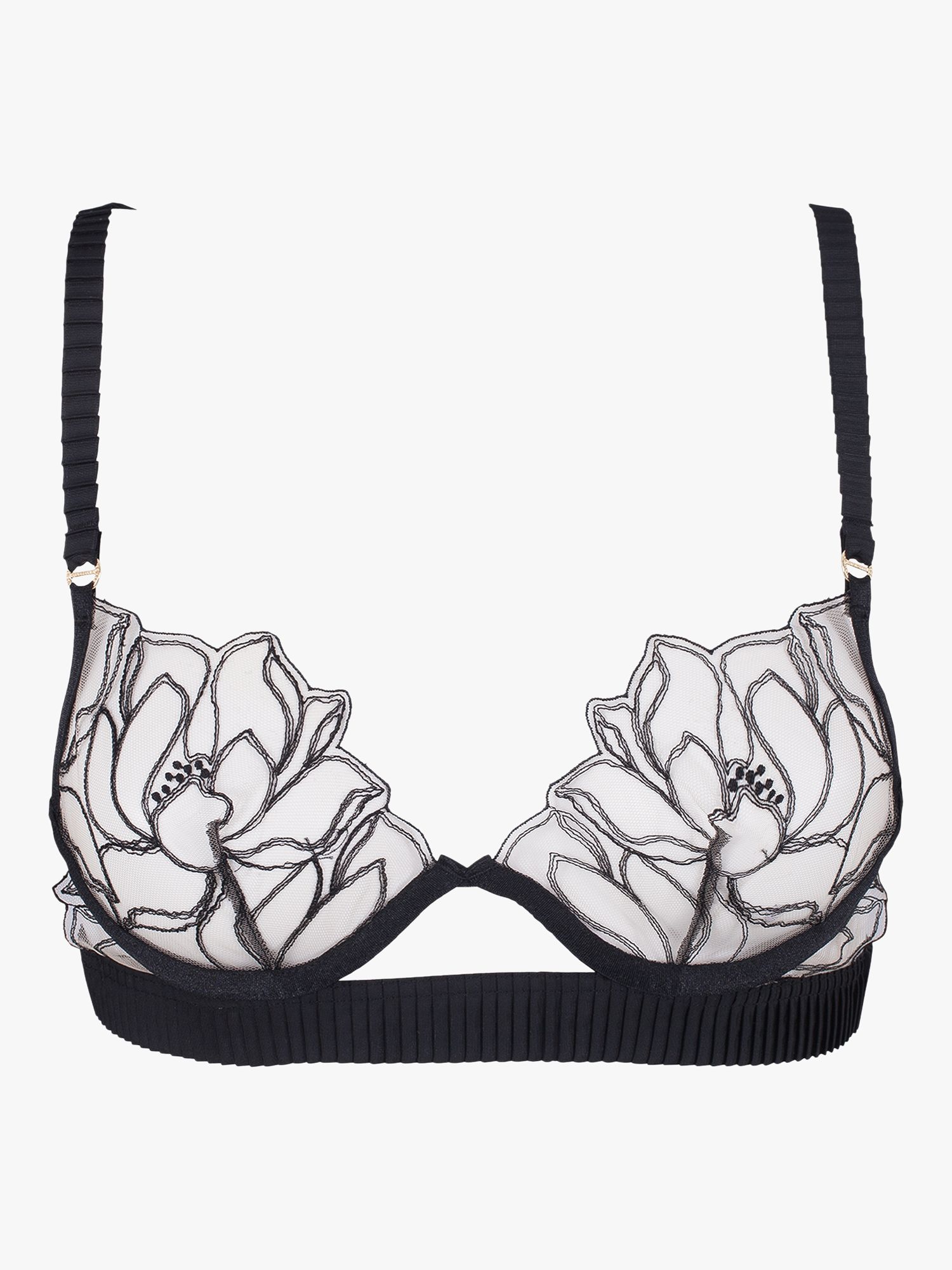 Bluebella Sheer Embroidered 1/4 Cup Bra in Black