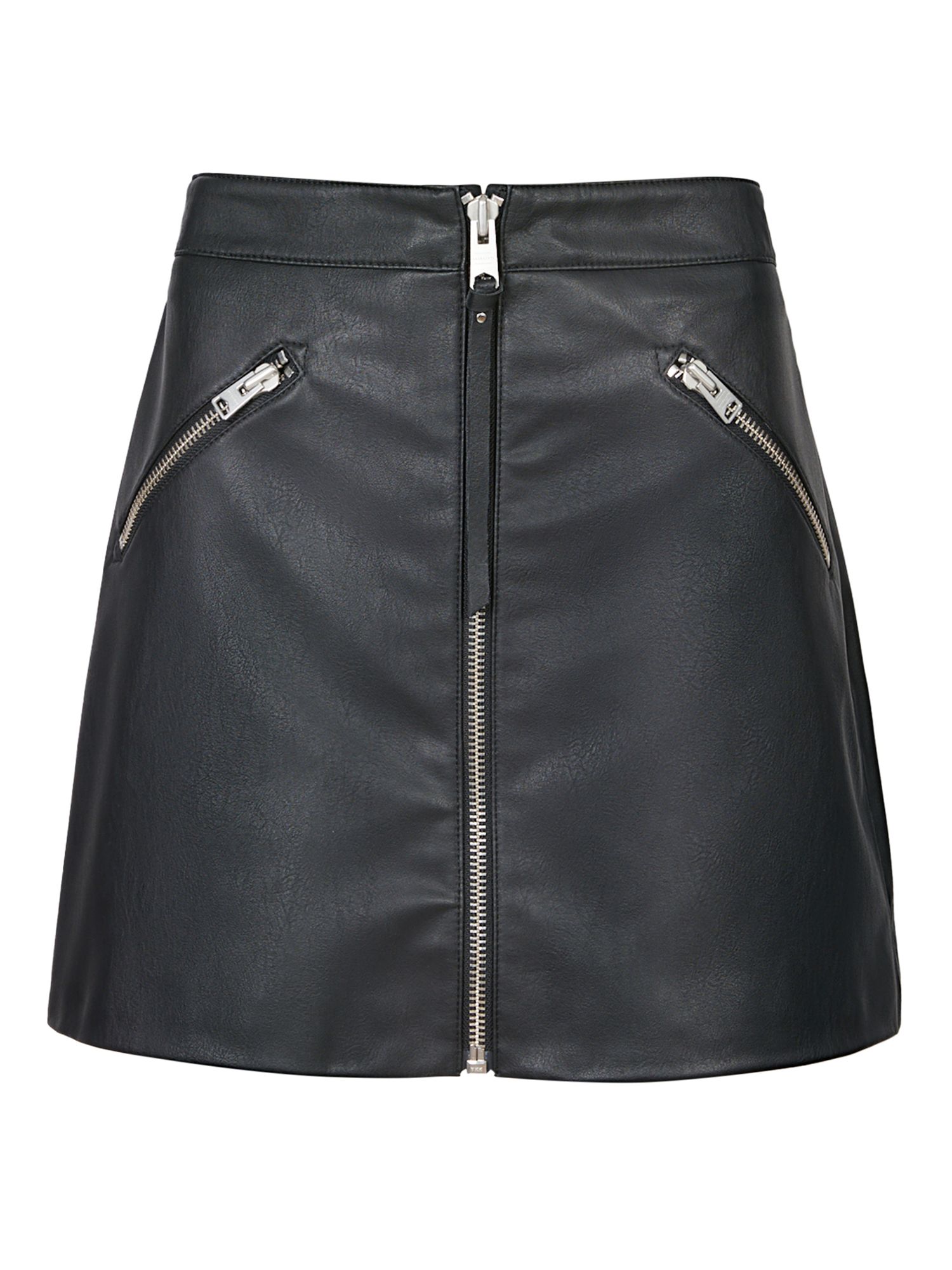 AllSaints Piper Faux Leather Skirt, Black at John Lewis & Partners
