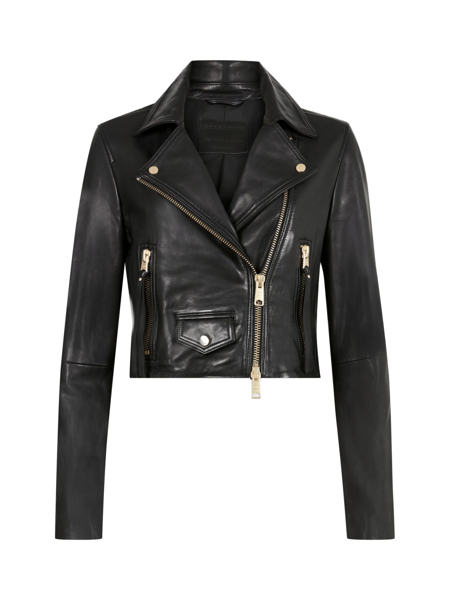 Buy AllSaints Elora Cropped Leather Biker Jacket Online at johnlewis.com