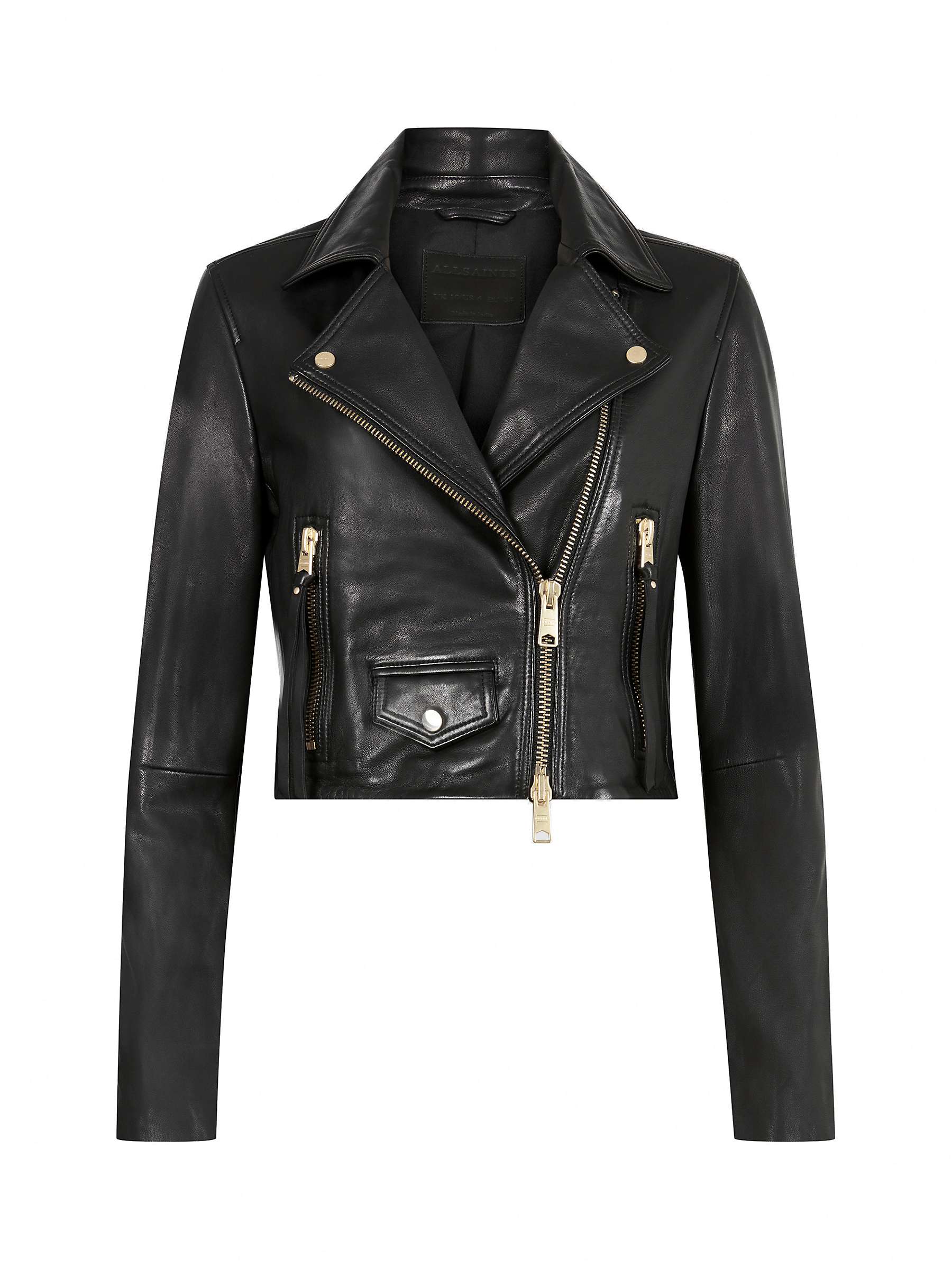 Buy AllSaints Elora Cropped Leather Biker Jacket Online at johnlewis.com