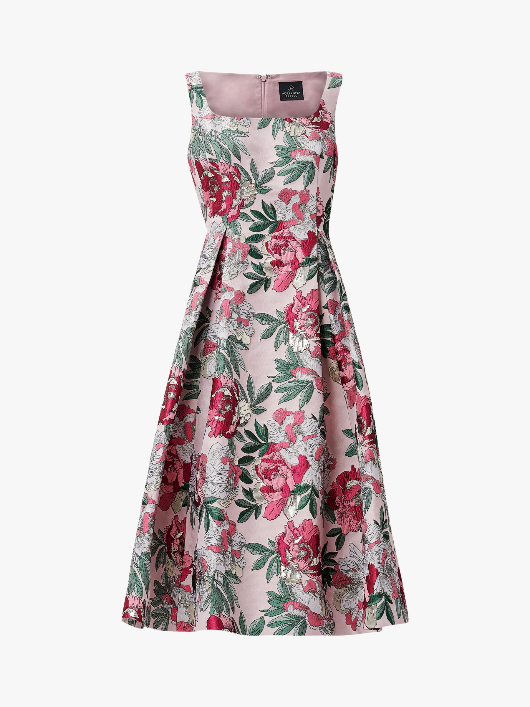 Buy Adrianna Papell Floral Jacquard Midi Dress, Rose/Multi Online at johnlewis.com