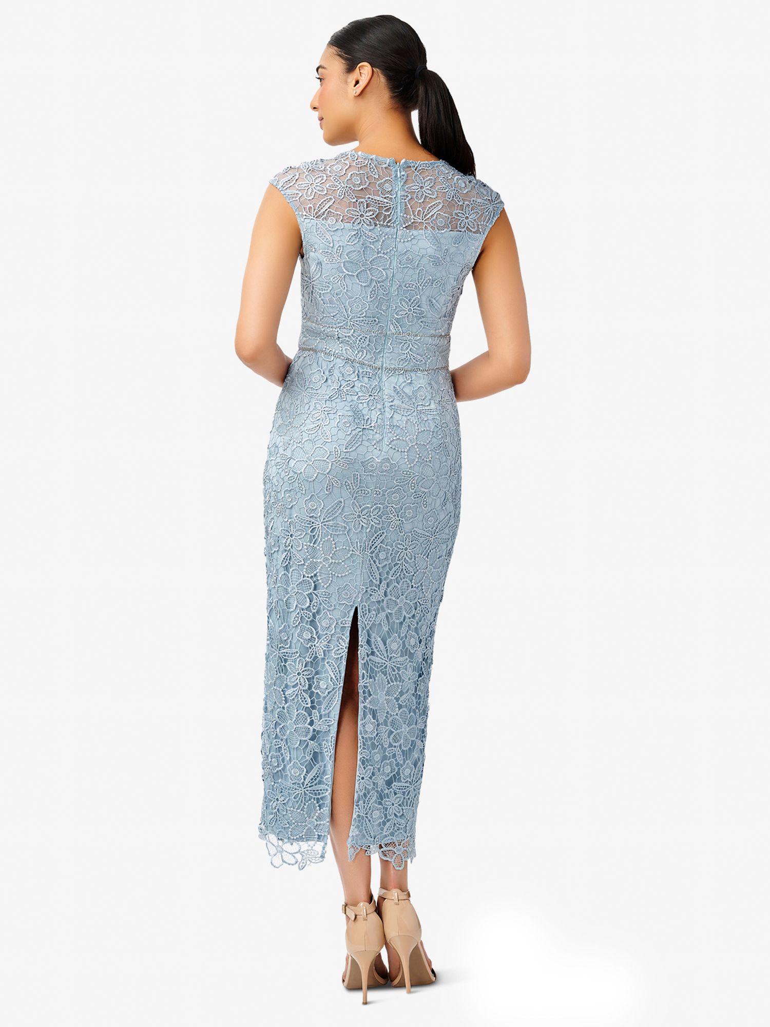 Adrianna Papell Guipure Lace Column Midi Dress Spring Ice 6