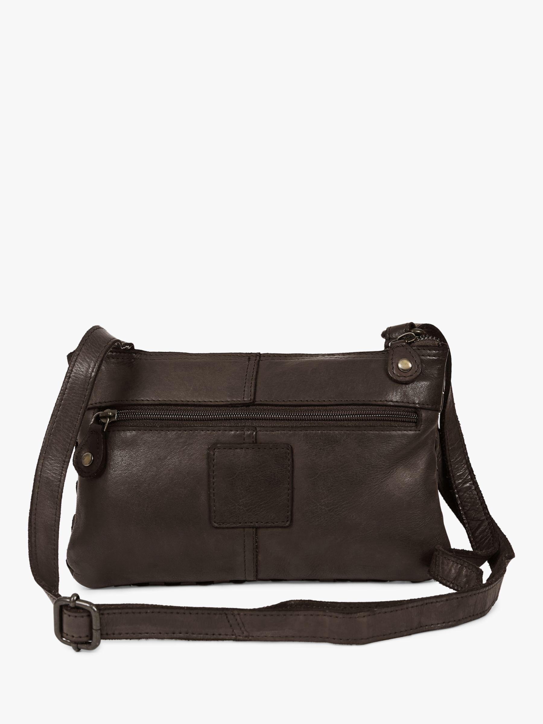 Woven Leather Cross Body Bag, Ebony