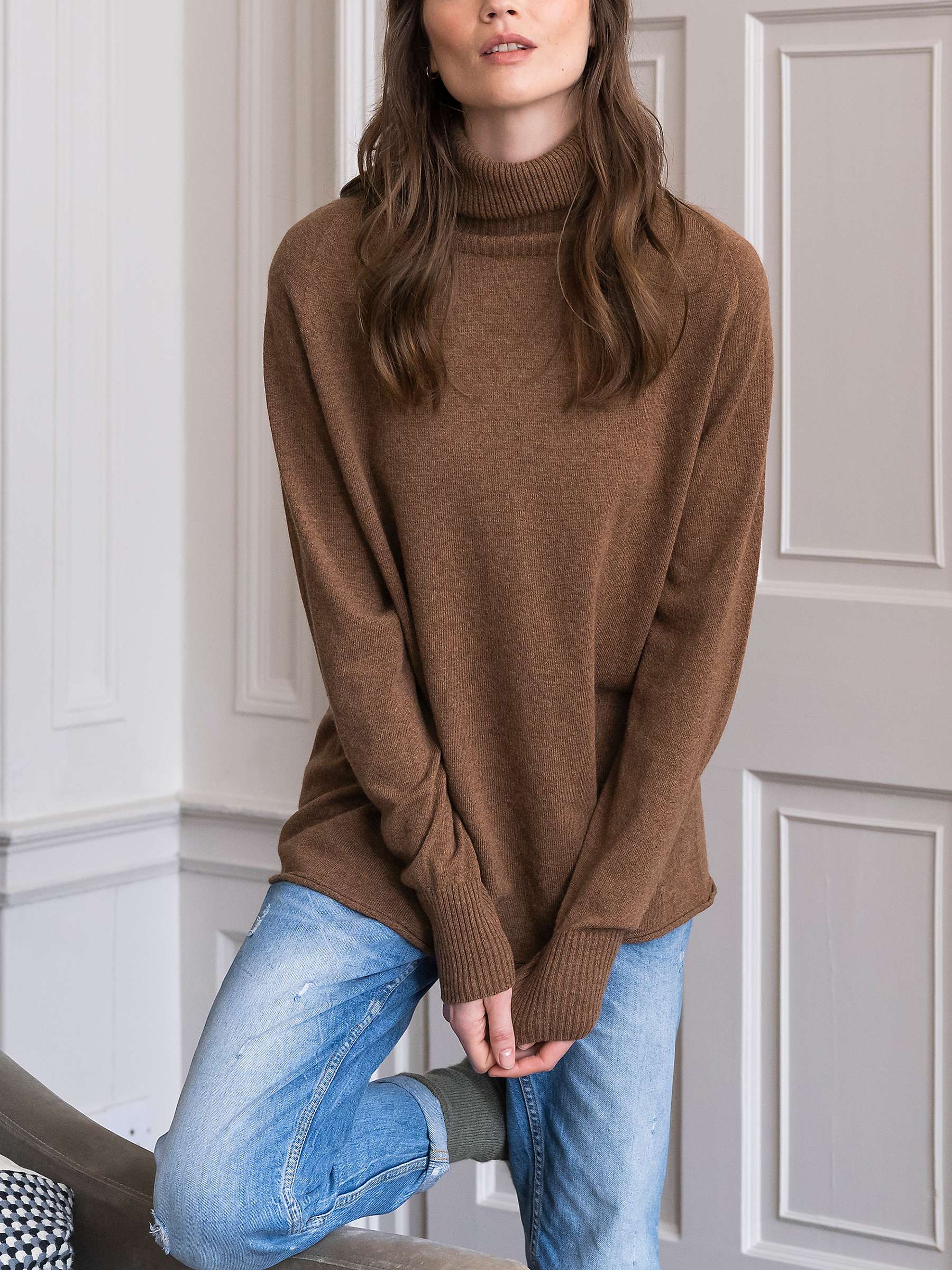 Buy Celtic & Co. Geelong Slouch Roll Neck Jumper, Rust Online at johnlewis.com