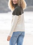 Celtic & Co.Colourblock Roll Neck Jumper, Charcoal/Cream, Charcoal/Cream