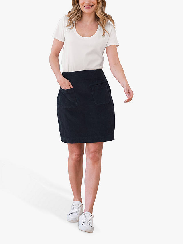 Celtic & Co. Cotton Corduroy Knee Length Skirt, Dark Navy