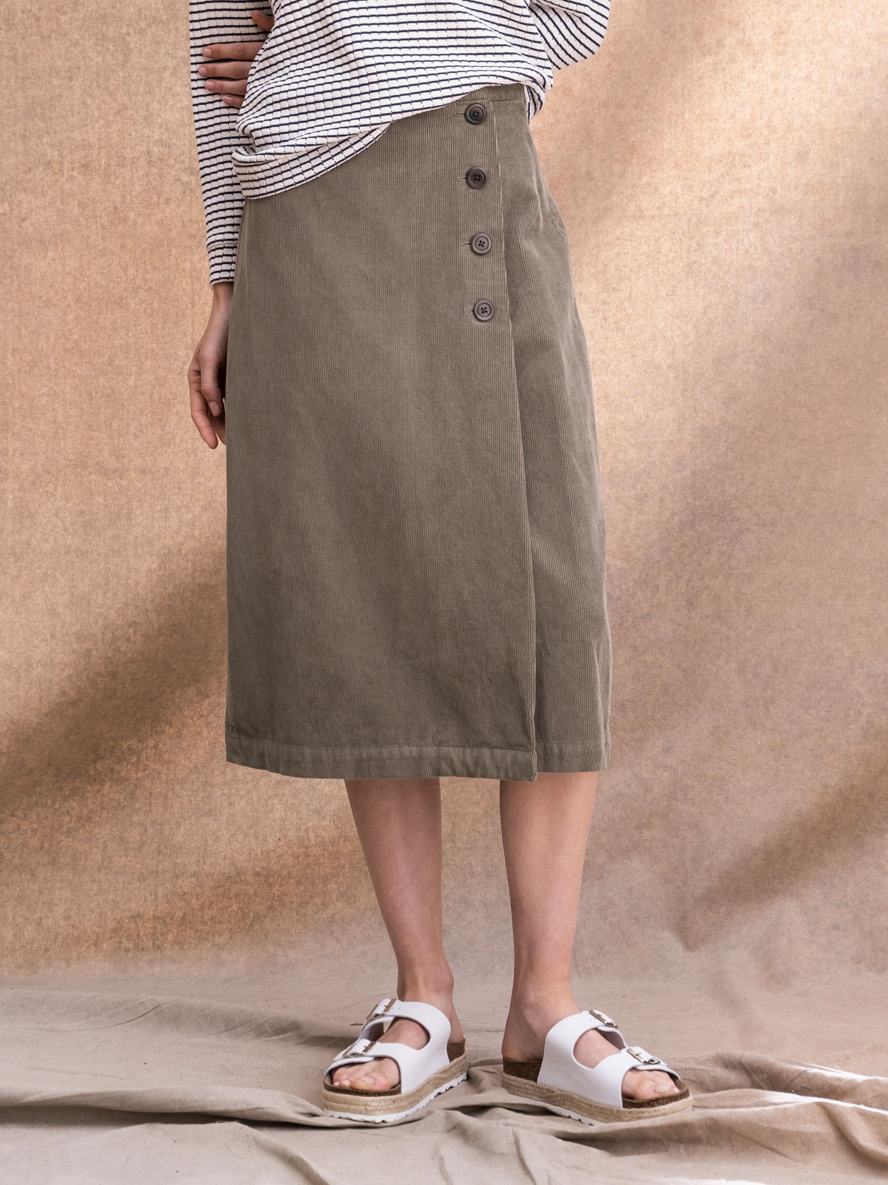Buy Celtic & Co. Organic Cotton Corduroy Skirt, Mushroom Online at johnlewis.com