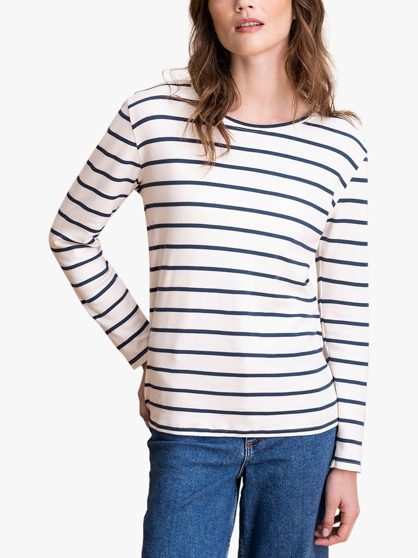 Celtic & Co. Stripe Long Sleeve T-Shirt, Chalk/Navy