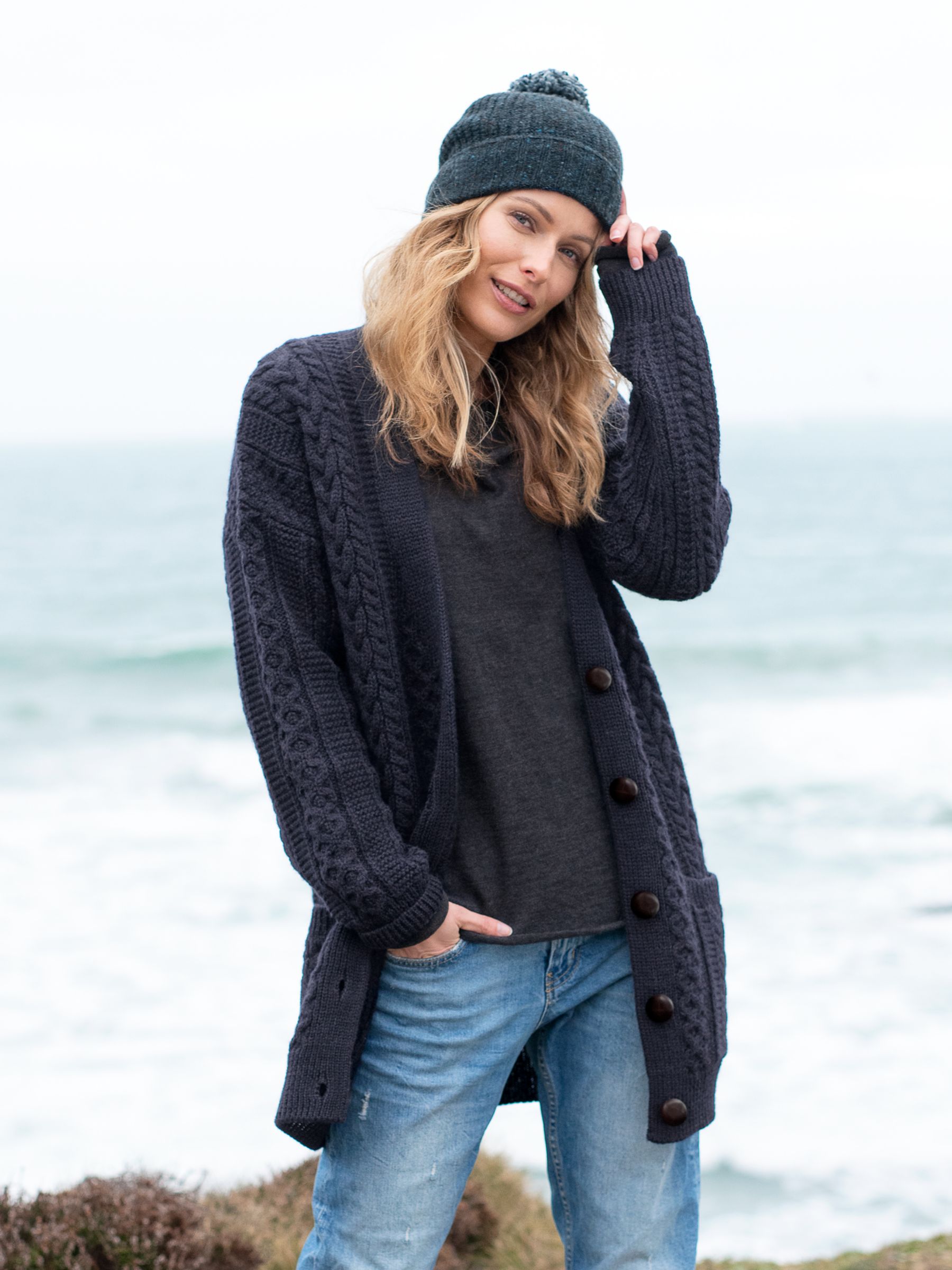 Celtic & Co. Luxe Wool Blend Slouch Cardigan, Oatmeal at John