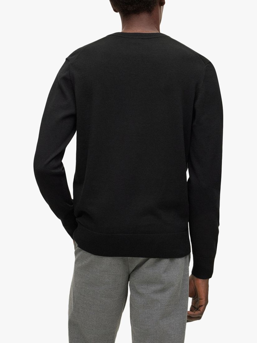 BOSS Kanovano V-Neck Cotton Cashmere Blend Jumper, Black at John Lewis ...