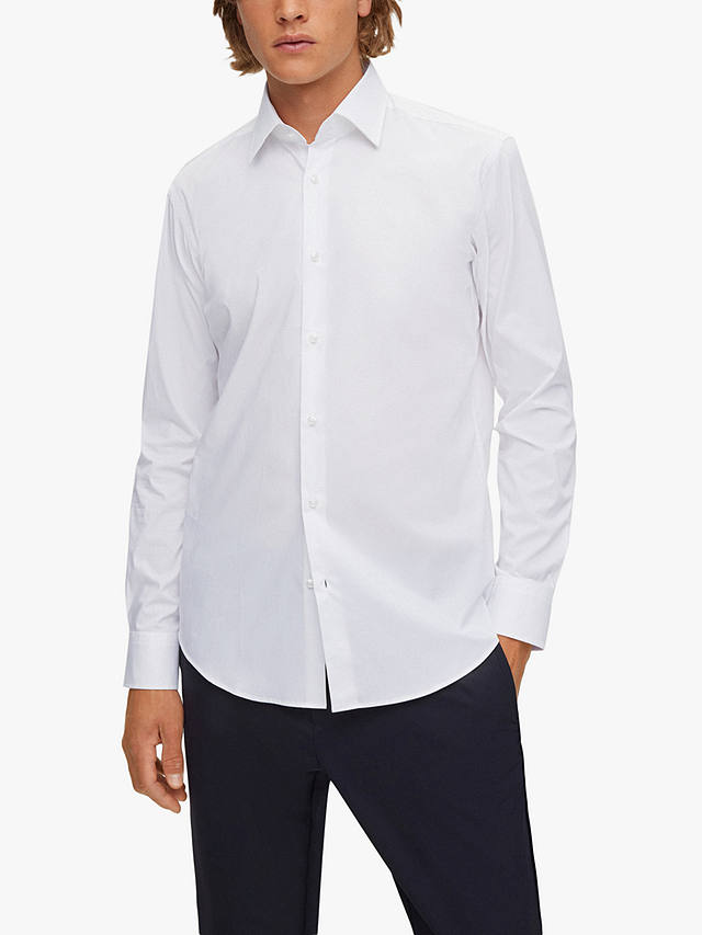 HUGO Joey Kent Collar Long Sleeve Shirt, White