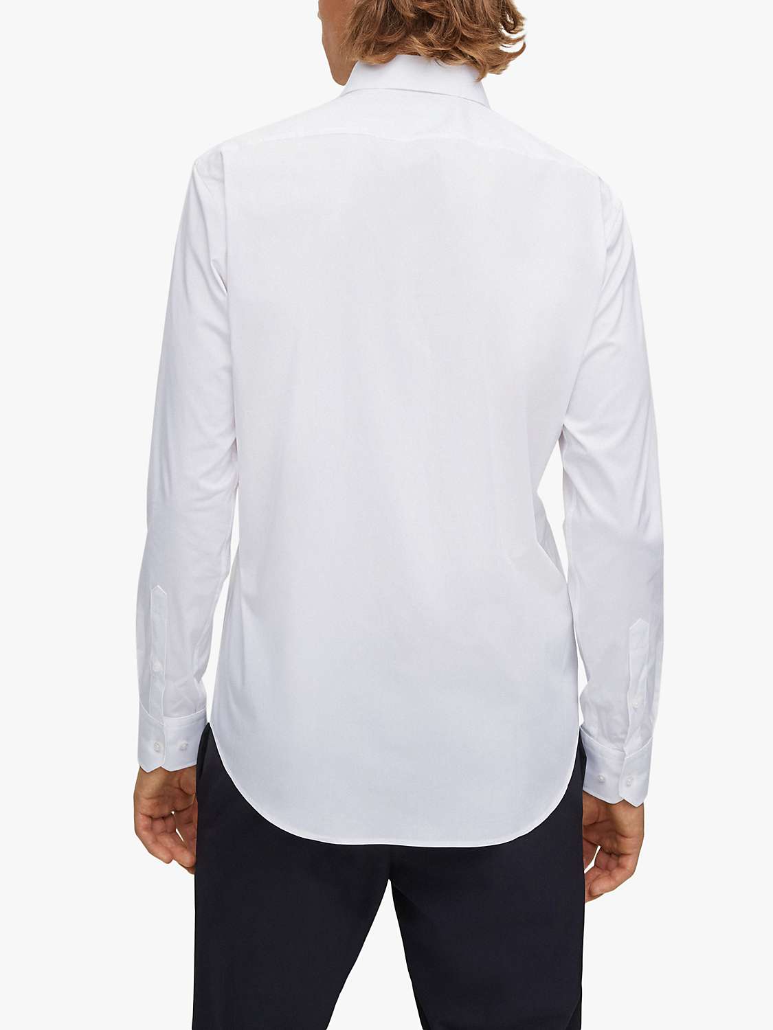 HUGO Joey Kent Collar Long Sleeve Shirt, White at John Lewis & Partners