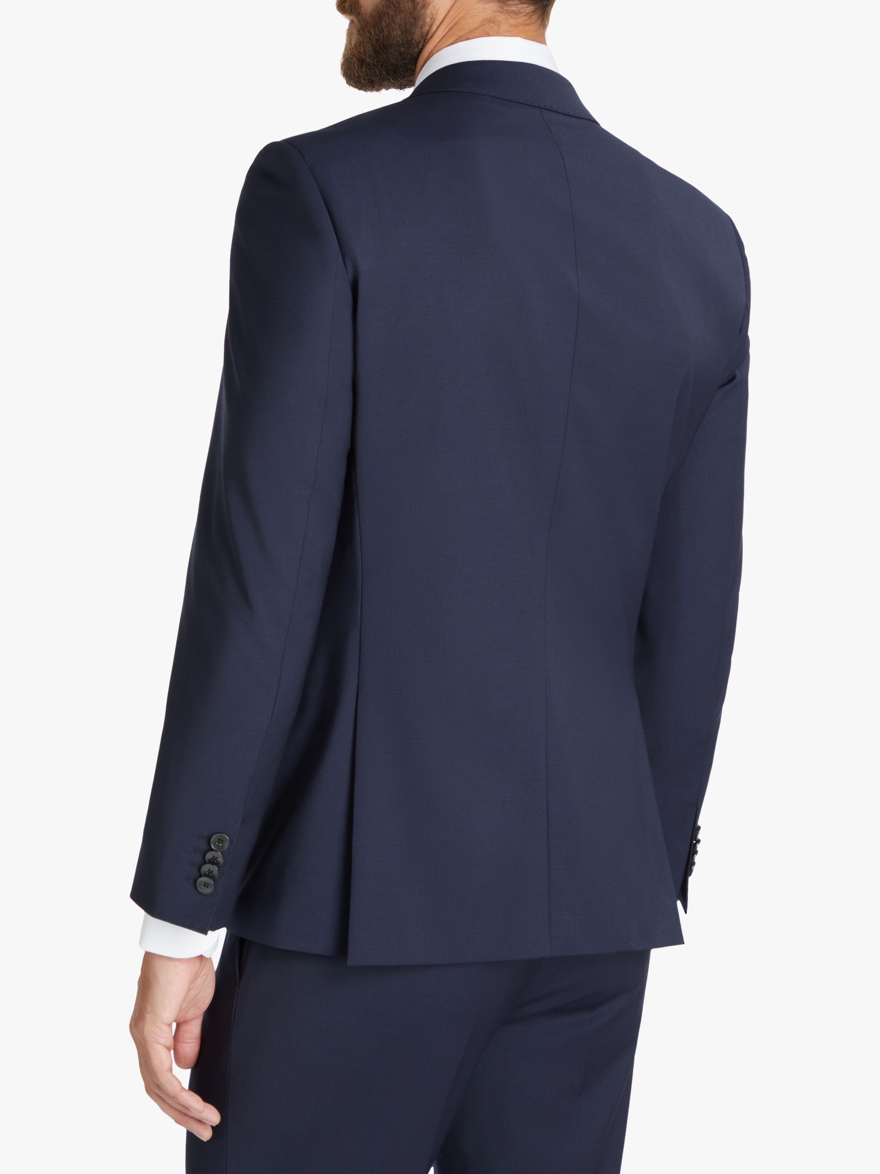 HUGO Virgin Wool Slim Fit Check Suit Jacket, Dark Blue, 36R