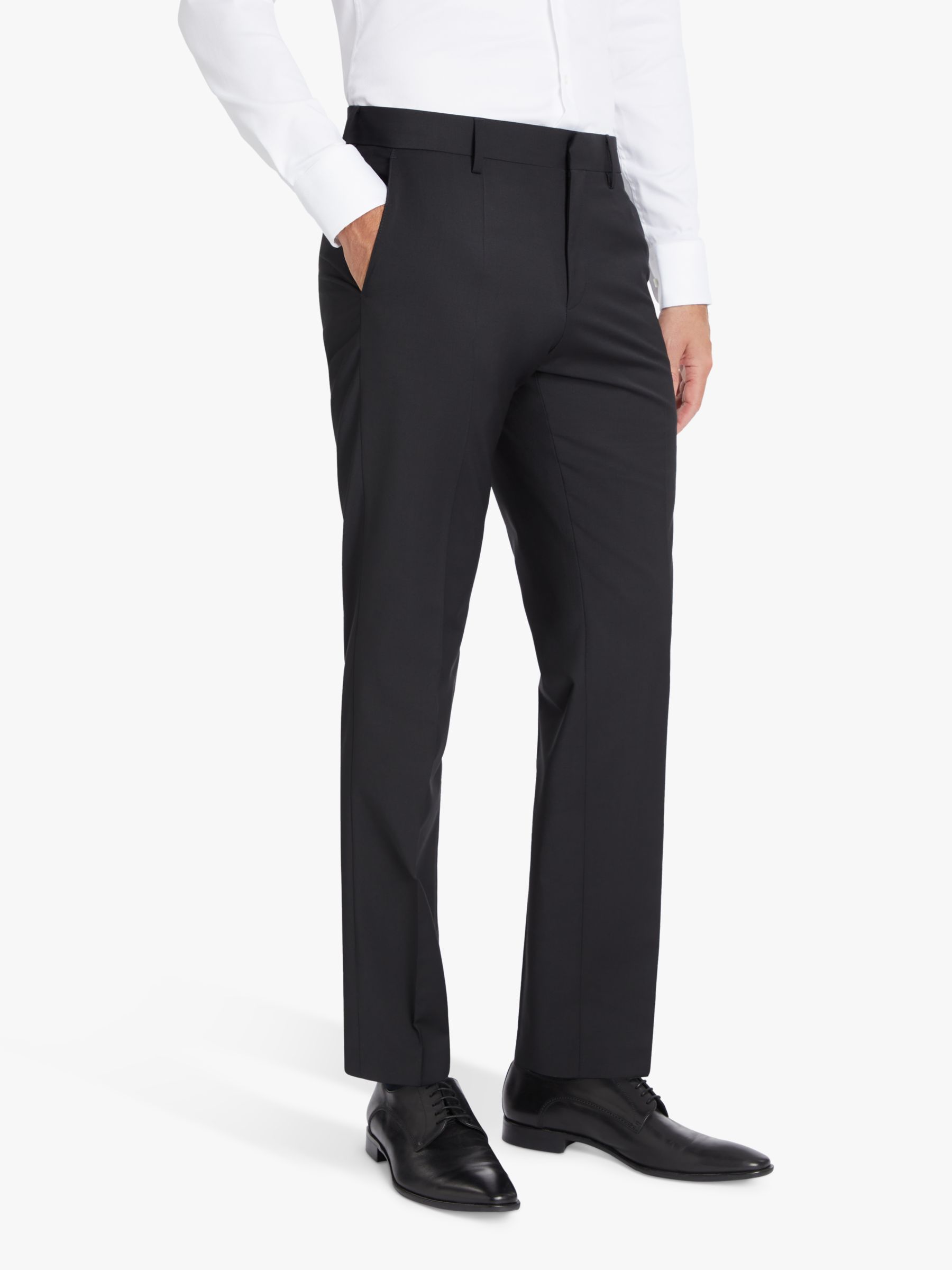 BOSS Genius Virgin Wool Slim Fit Suit Trousers, Black at John Lewis ...
