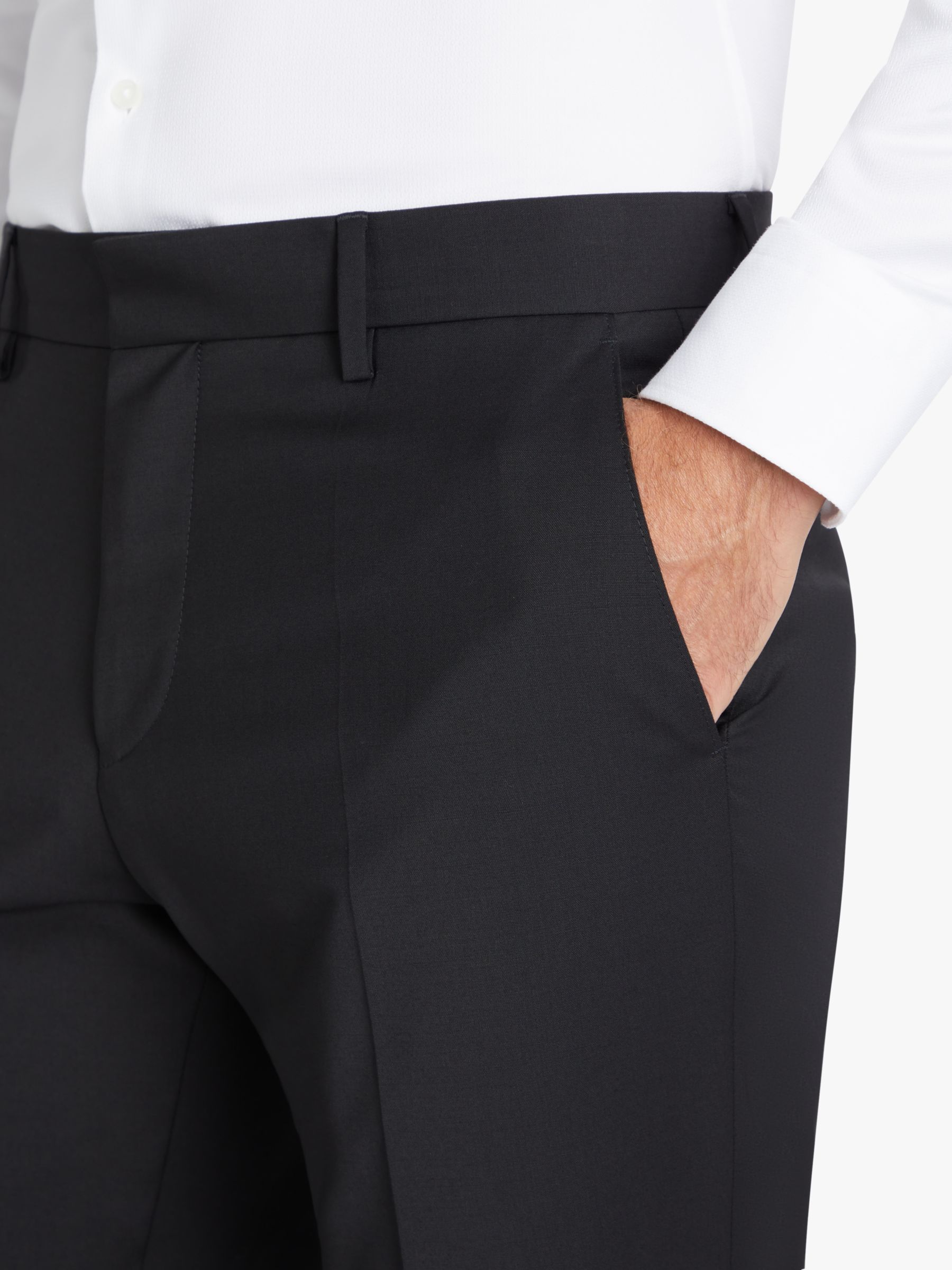 BOSS Genius Virgin Wool Slim Fit Suit Trousers, Black, 30R