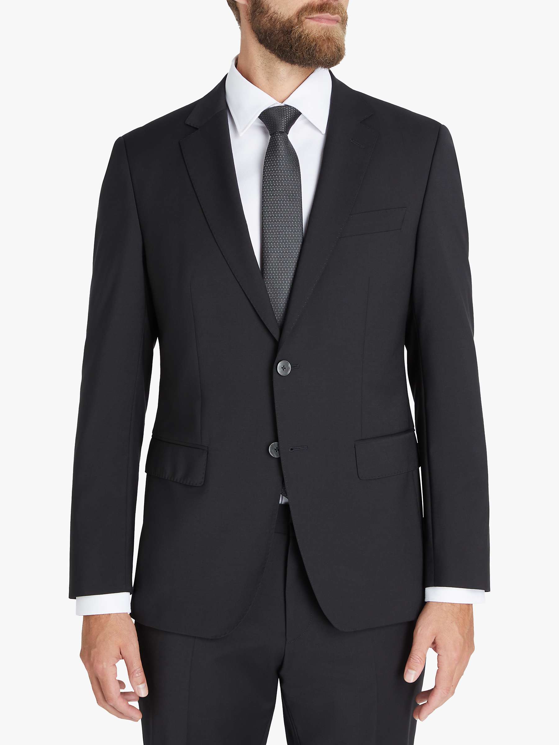 HUGO Huge Virgin Wool Slim Fit Suit Jacket, Black at John Lewis & Partners
