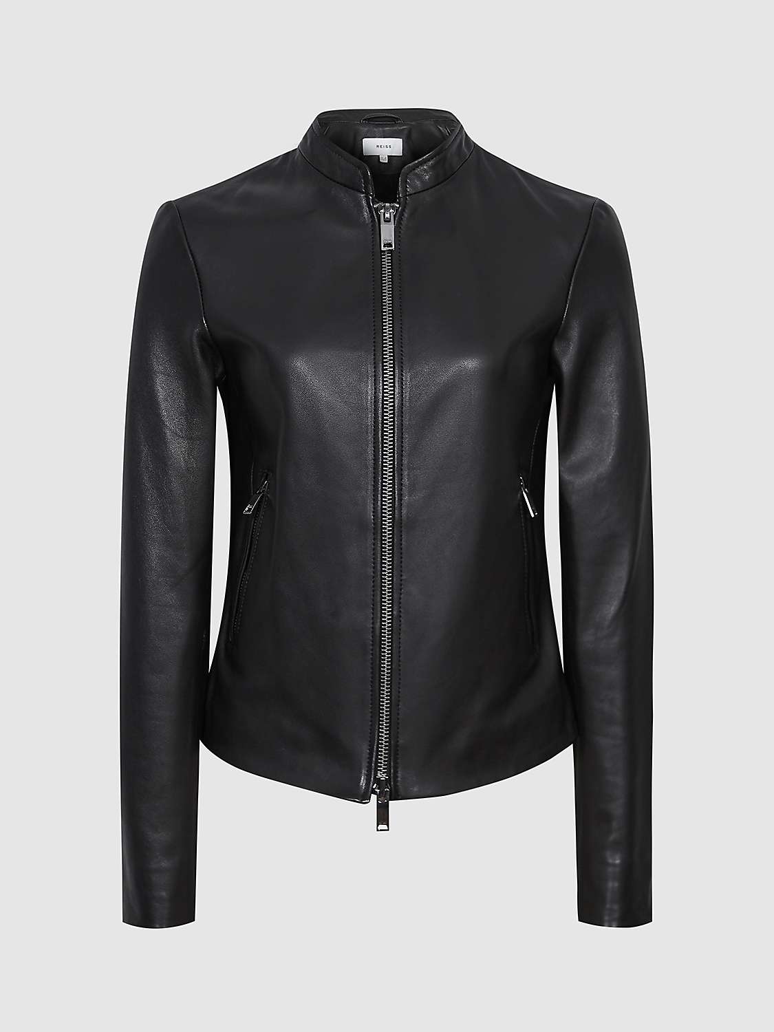 Buy Reiss Allie Leather Jacket, Black Online at johnlewis.com