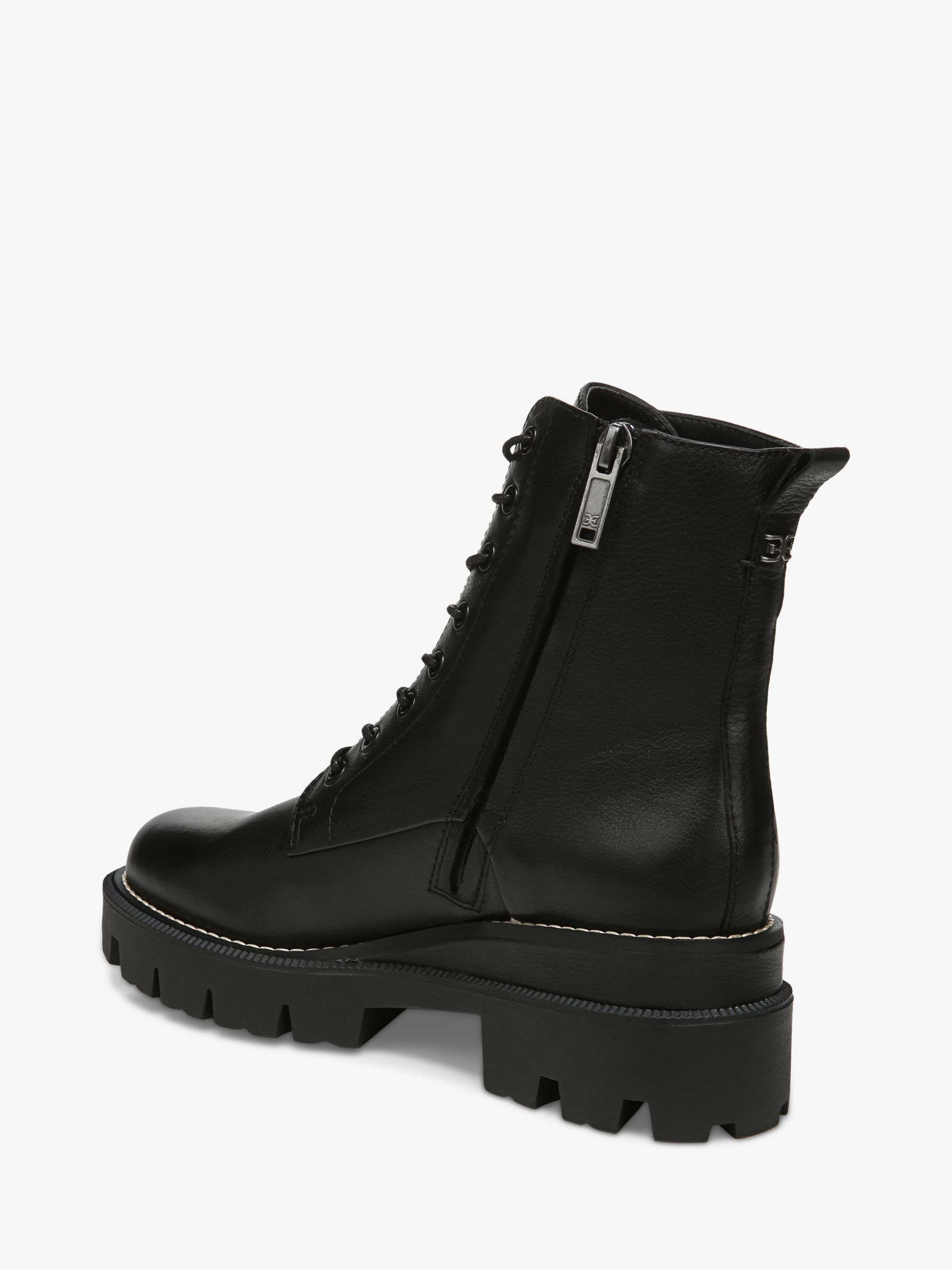 Sam Edelman Garret Combat Leather Boots, Black at John Lewis & Partners