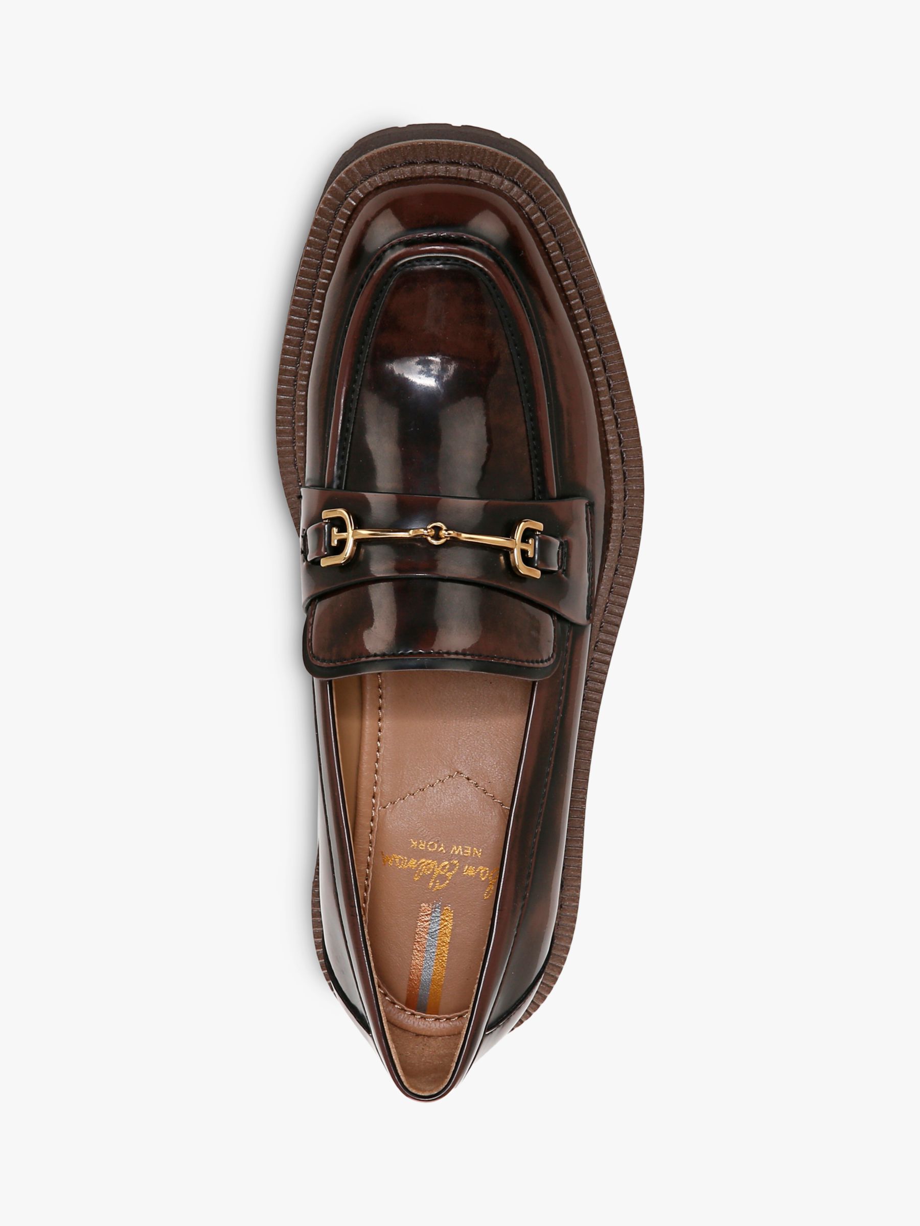 Sam Edelman Laurs Lug Sole Loafers, Chestnut Croc at John Lewis & Partners