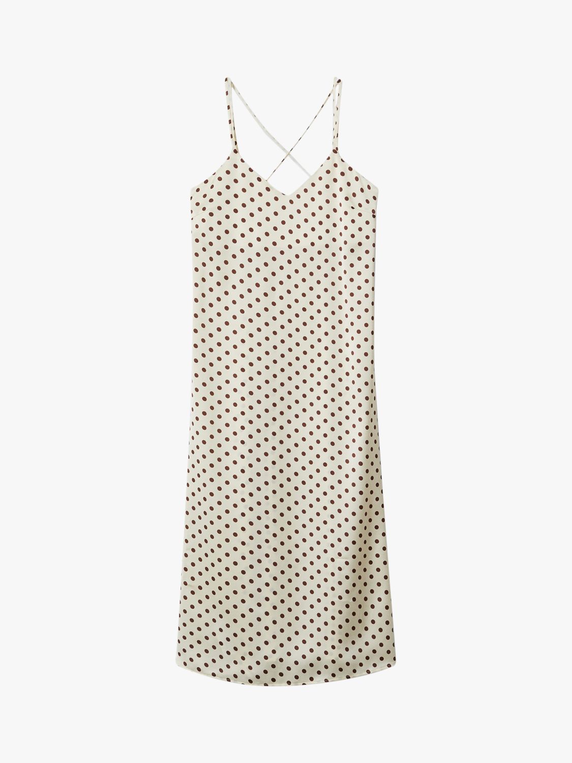 Mango Lilac Polka Dot Satin Midi Dress, Light Beige at John Lewis ...