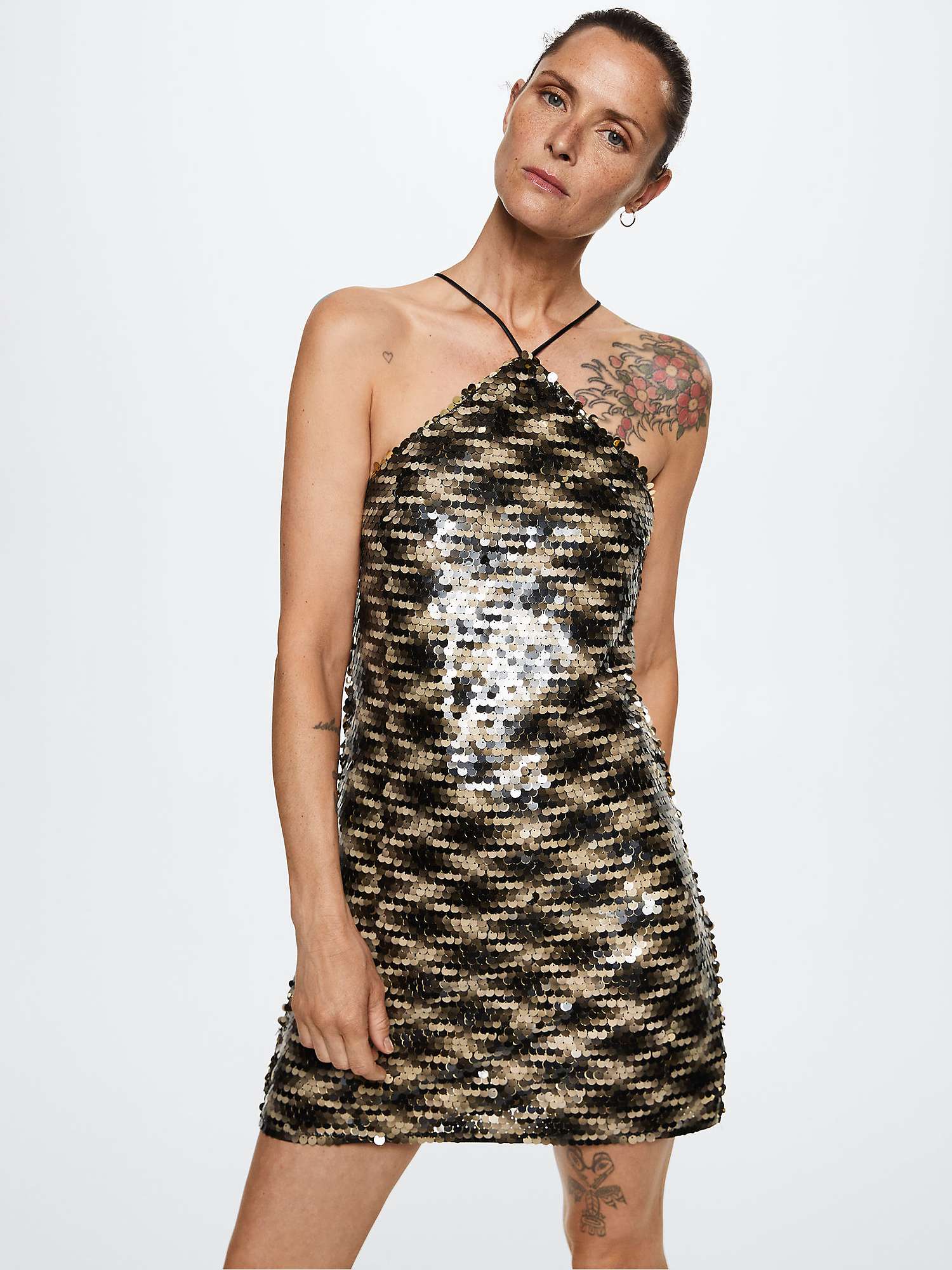 Buy Mango Disco Sequin Mini Dress, Black Online at johnlewis.com