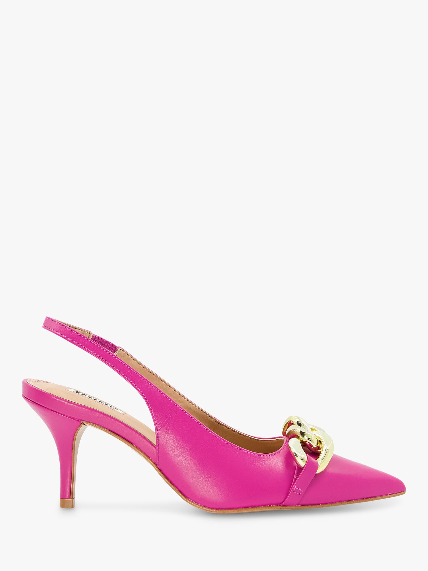 Dune Canary Leather Pointed Toe Slingback Court Shoes, Pink at John ...