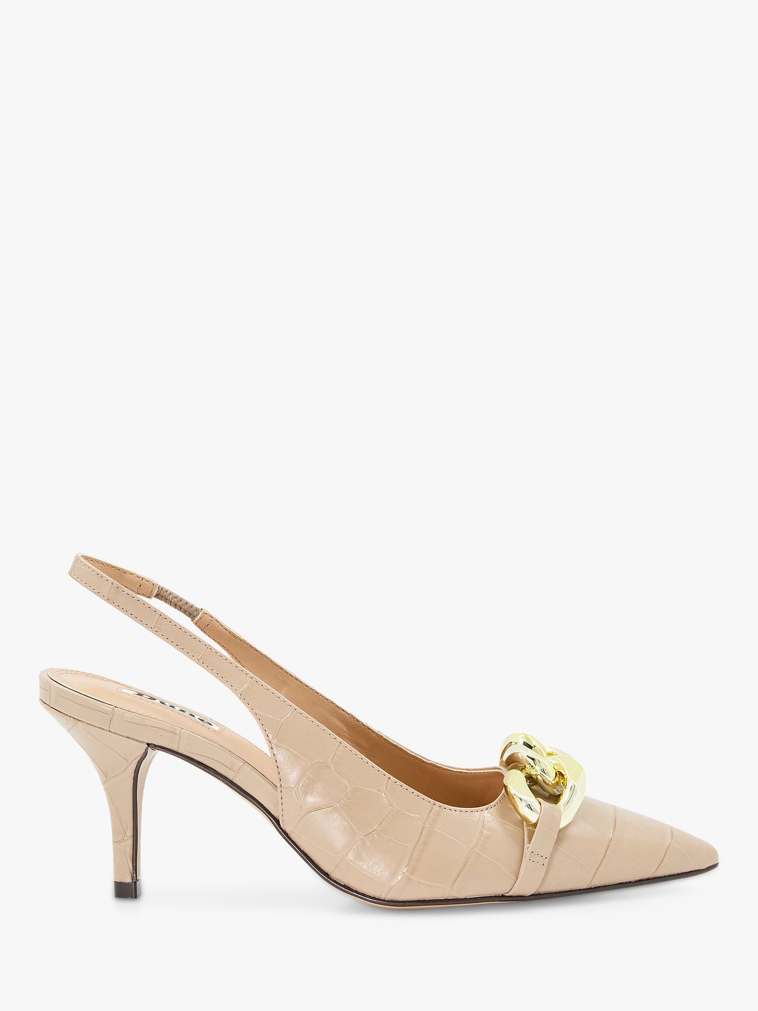 Dune Canary Leather Pointed Toe Slingback Court Shoes, Taupe at John ...