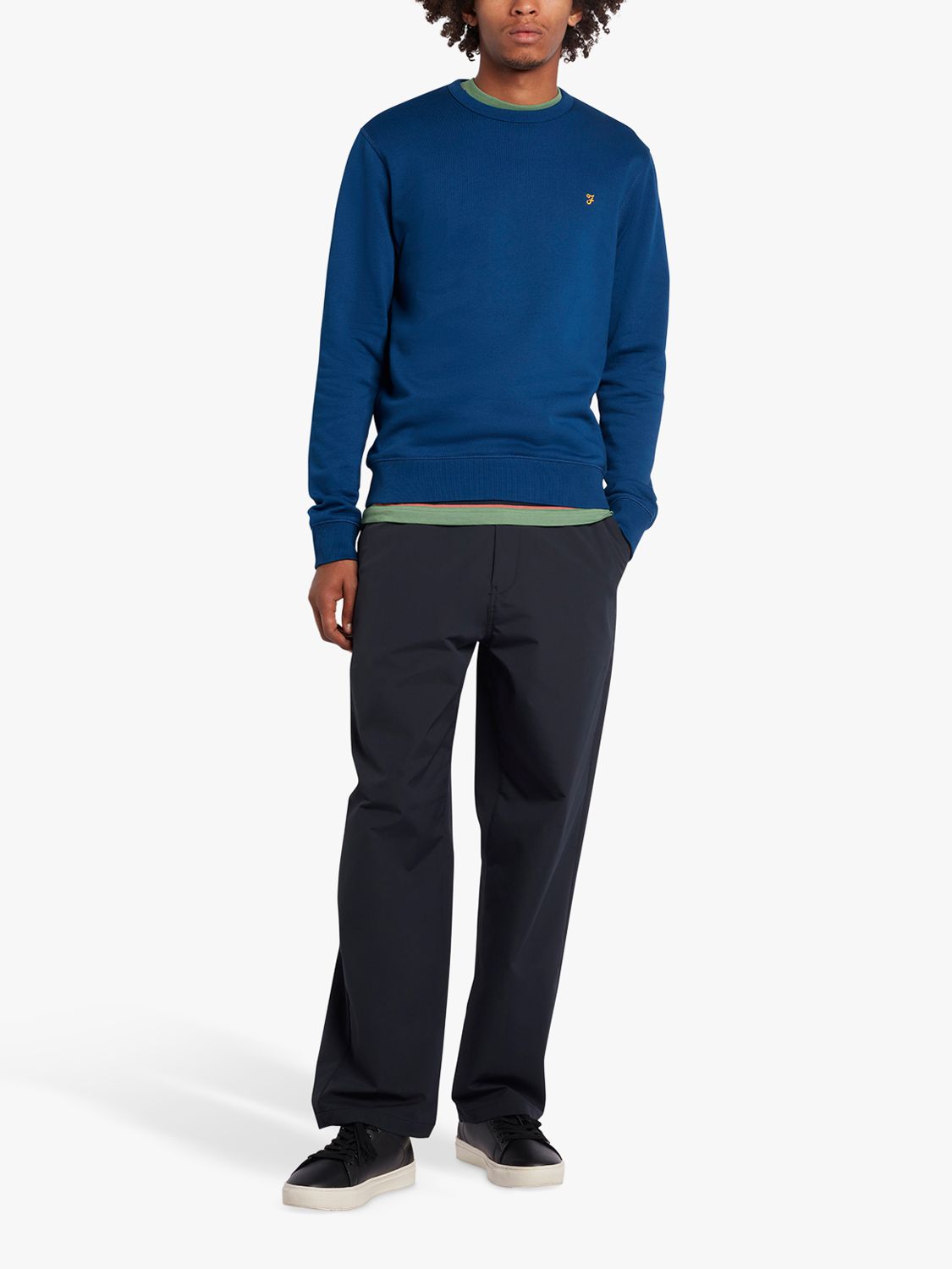 Farah Tim Slim Fit Organic Cotton Terry Sweatshirt, 492 Blue Peony, S