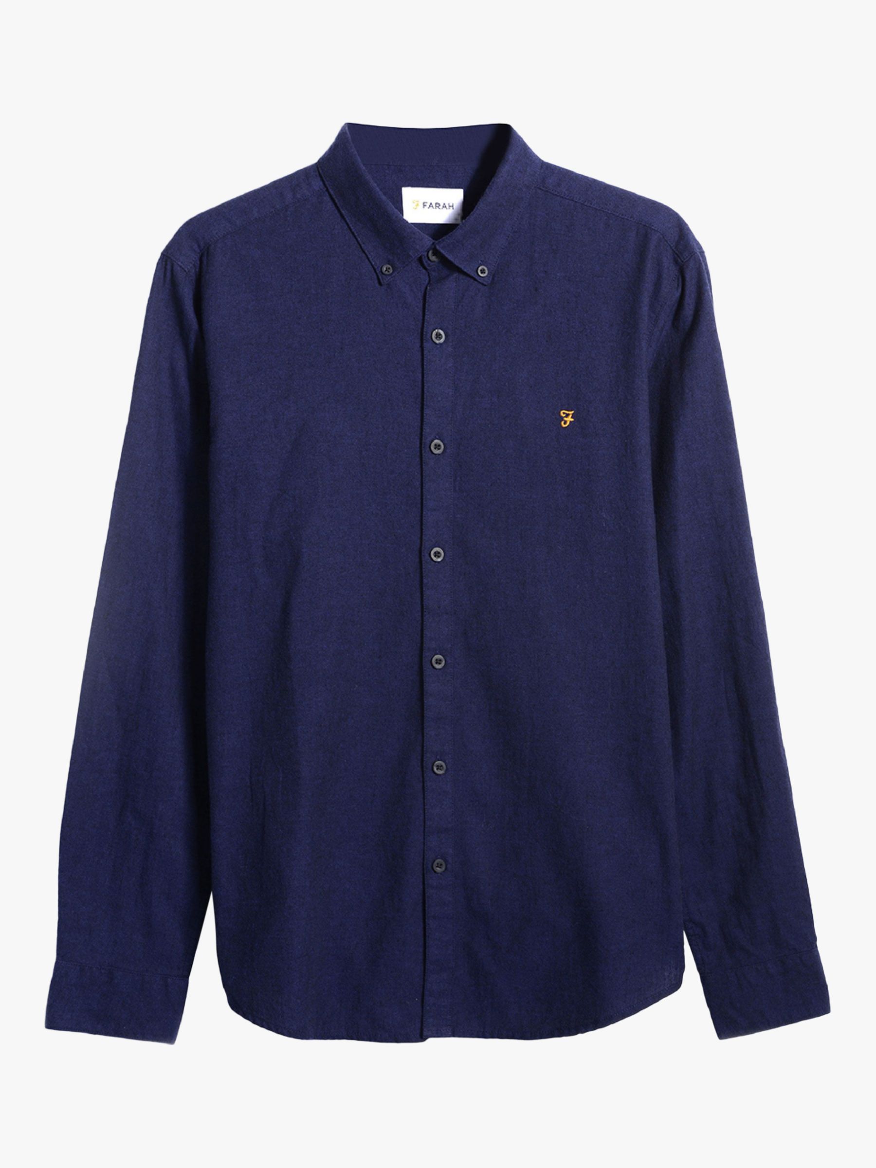 Farah Steen Slim Fit Organic Cotton Oxford Shirt, 976 True Blue at John ...