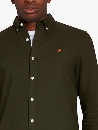 Farah Brewer Slim Fit Organic Cotton Oxford Shirt, 357 Evergreen