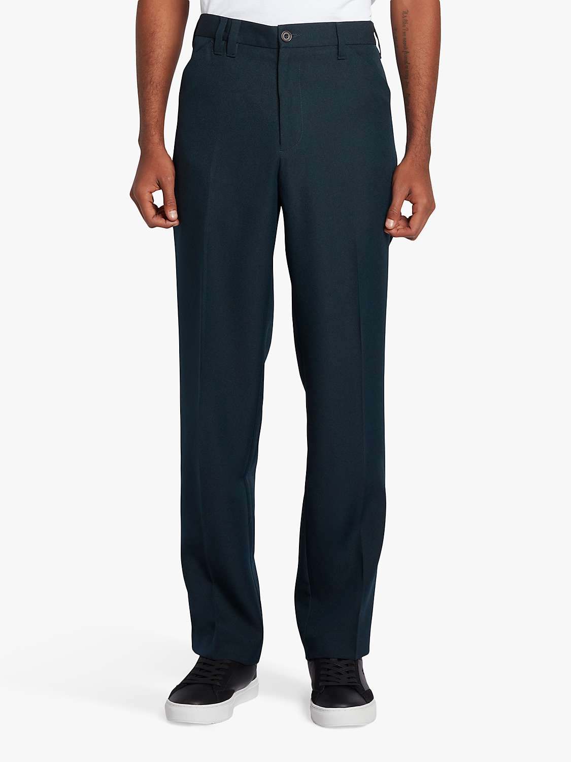 Buy Farah Ladbroke Hopsack Straight Fit Trousers, 412 True Navy Online at johnlewis.com