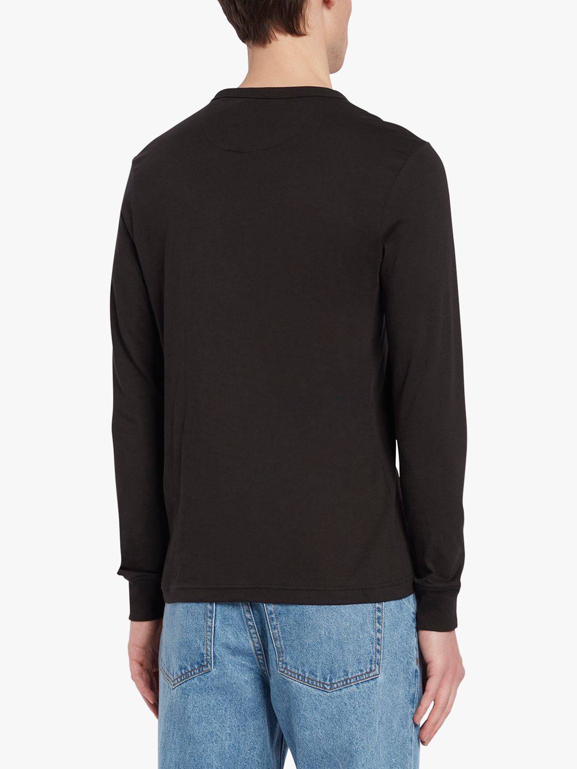 Farah Worthington Regular Fit Long Sleeve Organic Cotton T-Shirt, 010 Black, S