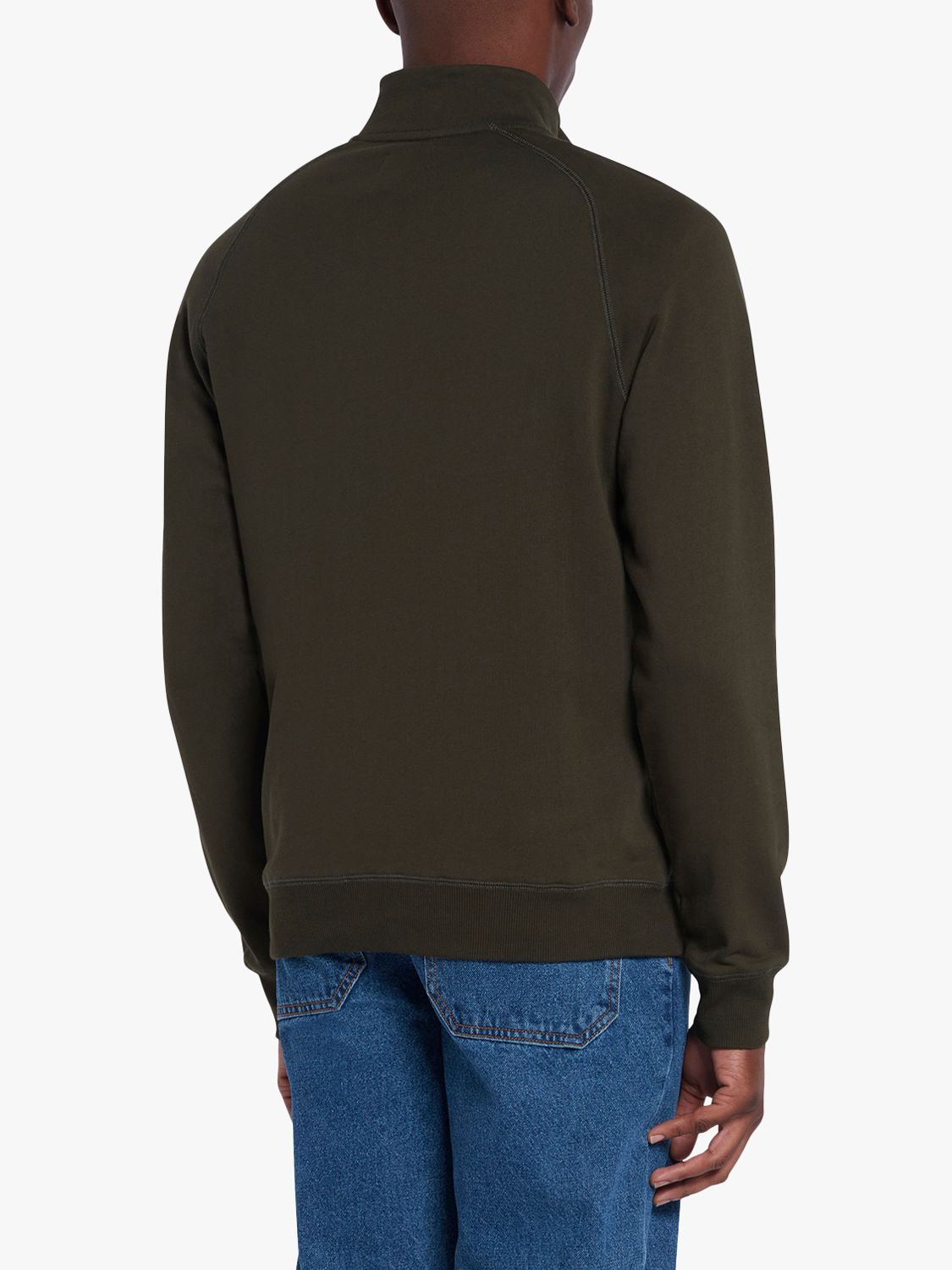 Farah Jim 1/4 Zip Slim Fit Organic Cotton Sweatshirt, Evergreen, S