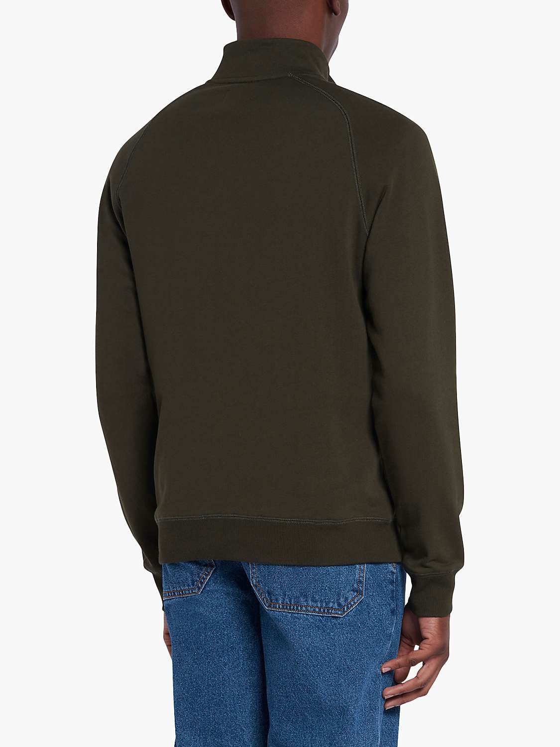 Farah Jim 1/4 Zip Slim Fit Organic Cotton Sweatshirt, 357 Evergreen at ...