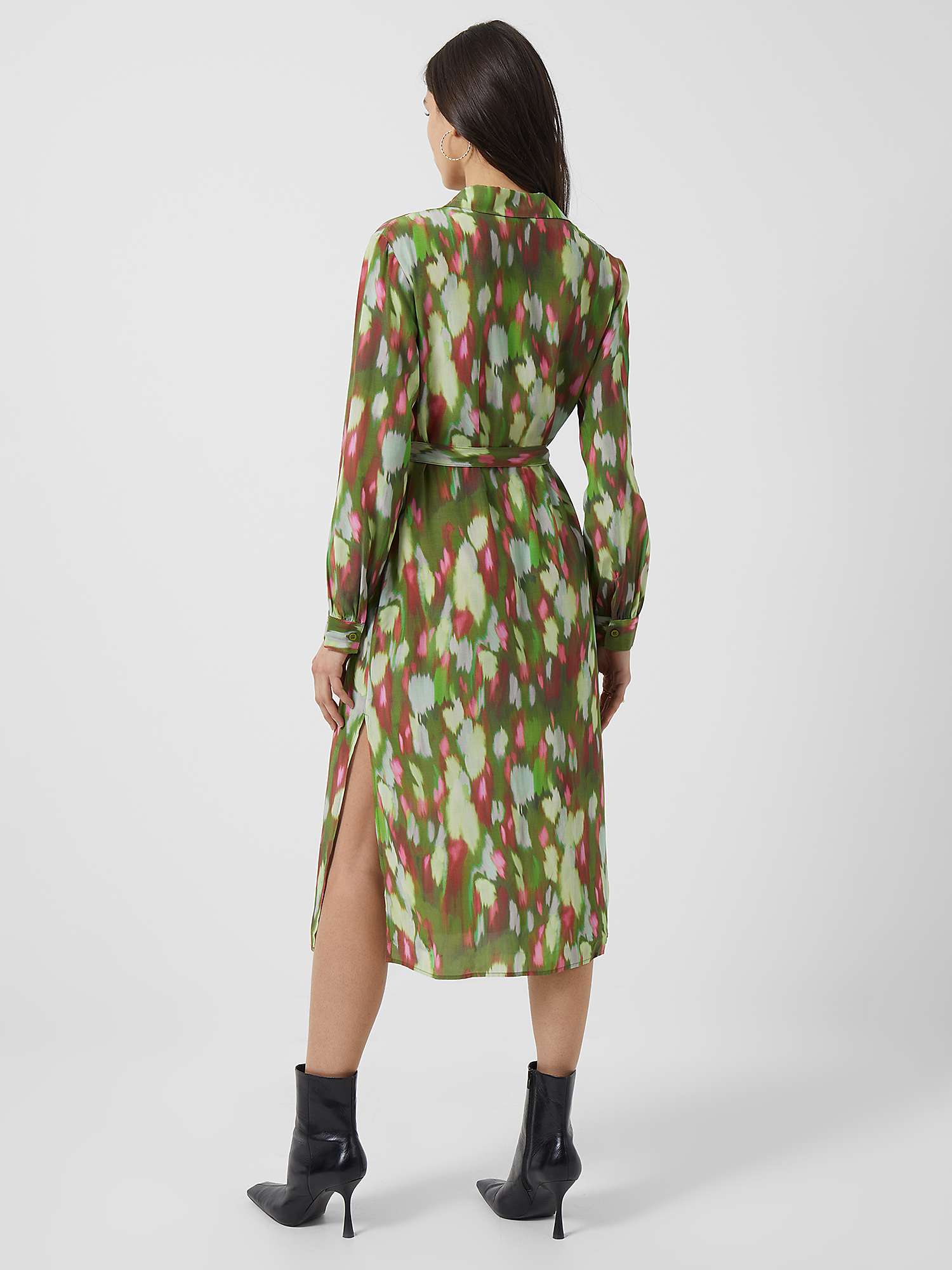 Buy French Connection Innes Delphine Abstract Shirt Midi Dress, Algae Green/Multi Online at johnlewis.com